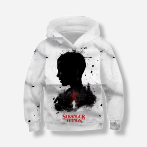 White & Black Hoodie — Stranger Things kids merch by Dripaku