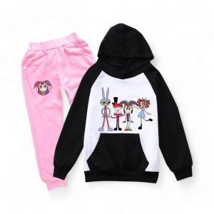 Digital Circus Hoodie & Pants detail — TADC merch for kids