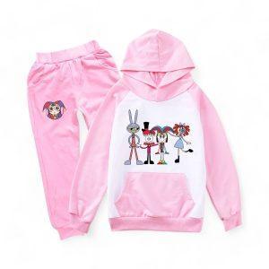 Digital Circus Hoodie & Pants detail — TADC merch for kids
