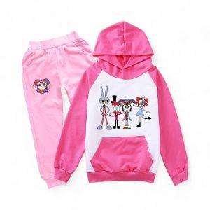 Digital Circus Hoodie & Pants detail — TADC merch for kids