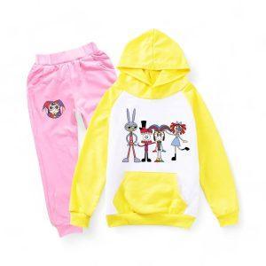 Digital Circus Hoodie & Pants detail — TADC merch for kids