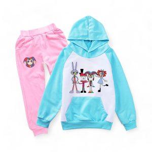 Digital Circus Hoodie & Pants detail — TADC merch for kids