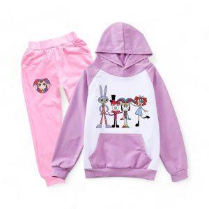Digital Circus Hoodie & Pants detail — TADC merch for kids