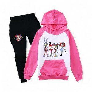 Digital Circus Hoodie & Pants detail — TADC merch for kids